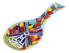 Lepelhouder Molen en tulpen Holland - keramiek