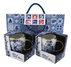 Luxe Delfts Blauw Koffie Mokken Cadeauset