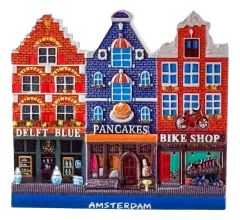 Magneet Delfts Blauw/Pannenkoeken & Fietswinkel Amsterdam