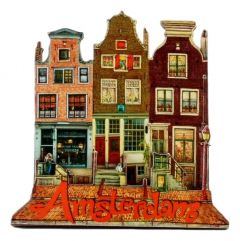 Koelkastmagneet "Drie Amsterdamse huisjes"