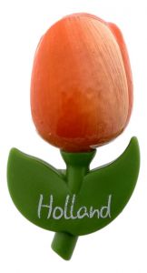 Magneet Houten Tulp , Oranje, Holland