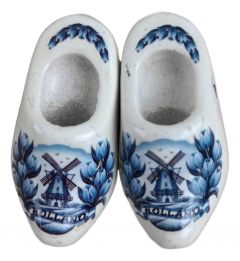 Magneet Twee houten molen klompjes, 4 cm