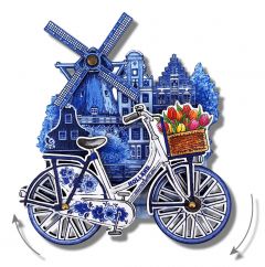 Magnet "Dutch Windmill with Delft Blue Bicycle"