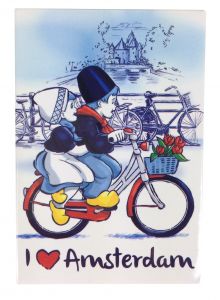 Koelkast magneet Nederlands paartje op fiets