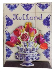 Koelkastmagneet Tegeltableau Tulpen Holland, 6 cm