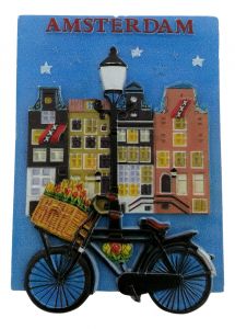 Amsterdamse Huizen en Fiets Magneet - 3D