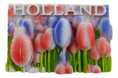 Rood-Wit-Blauwe Tulpen Magneet Holland - 3D