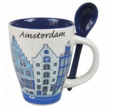 Mok amsterdam blauw met lepel