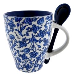 Mok Delfts blauwe Vogels met lepel