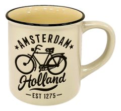 Mok Amsterdam Holland Beige - Fiets - Groot