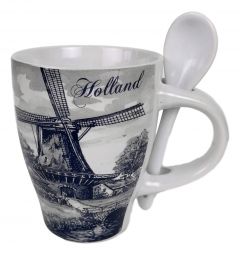 Mok Hollandse molen met lepel