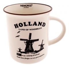 Mok Memoriez - Hollandse Molens - Wit, Groot