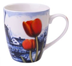 Mok molen met rode tulp, groot