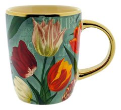 Beker Pretty Tulips groen/goud klein