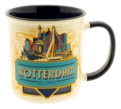 Beker Vintage Rotterdam Skyline Blauw