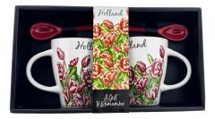 Koffie mokken set 2 bekers "Rode Tulpen"