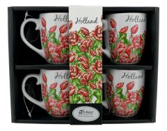 Espresso mokkenset 4 bekers tulpen rood