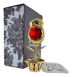 Miniatuur Roos met Rood Kristal in Mandje