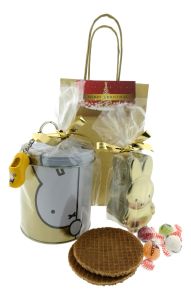 Kerstcadeau Gouden Nijntje met stroopwafels & snoepjes