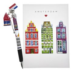 Amsterdam Houses Notebook with Pen (A6)