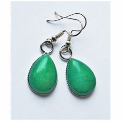 Druppel oorbellen Jade groen 18x13mm