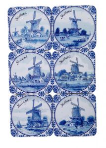 Onderzetters Hollandse Molens Delftsblauw