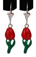 Oorbellen rood tulpje