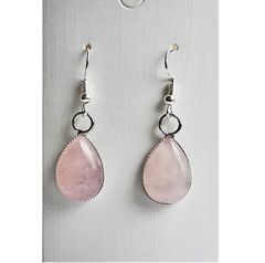 Druppel oorbellen Rozekwarts 18x13mm