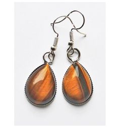 Druppel oorbellen Tijgeroog 18x13mm