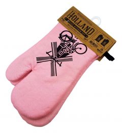 Keukenhandschoenen set - Holland Molen Roze