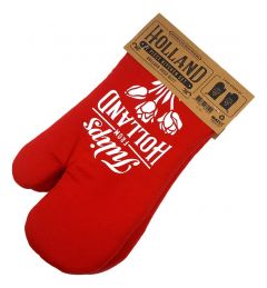 Keukenhandschoenen set - Rood met Tulpen Holland