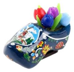 Koelkastmagneet Klomp Blauw met tulpjes, 4 cm