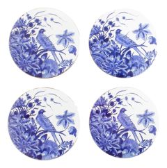 Set of 4 round coasters , Delft blue Bird, Rijksmuseum