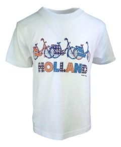 T-shirt Holland Fietsen patch, wit