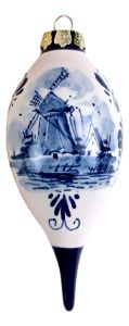 Handgeschilderde Kerstpegel Delfts blauw molen