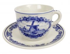 Delftsblauwe kop en schotel windmolen