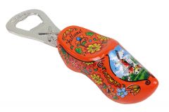 Houten klomp flesopener oranje, 8 cm