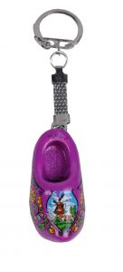 Sleutelhanger 1 houten klompje, paars