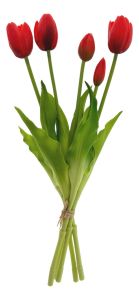 Tulpen Kunstbloem Boeket 5 stuks, 'Rood' 39 cm