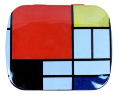 Pepermunt in blikje, Compositie met groot rood vlak