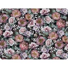Placemat Vintage Flowers Zwart, 40x30cm