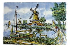 Tile panel "Mill landscape - Polychrome"