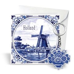 Postkaart met Sleutelhanger "Delfts blauw"