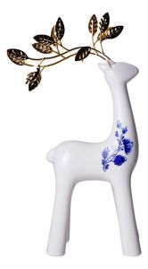 Keramiek Rendier met Goudkleurig Gewei - 31 cm