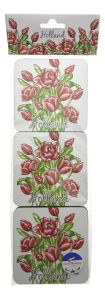 Set of 6 coasters Red Tulip