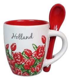 Espresso Mokje met Rode Tulpen met Lepel