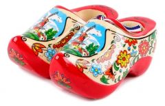 Set houten klompjes 10cm, Rode Zool