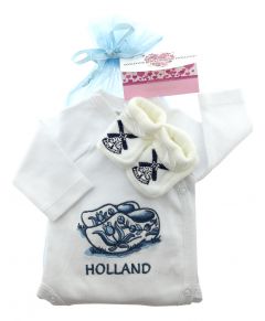 Baby romper cadeauset Blauwe Klomp met slofjes