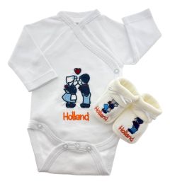 Kissing Couple Baby Romper Gift Set with Booties