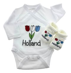 Baby romper cadeauset Tulpen met slofjes